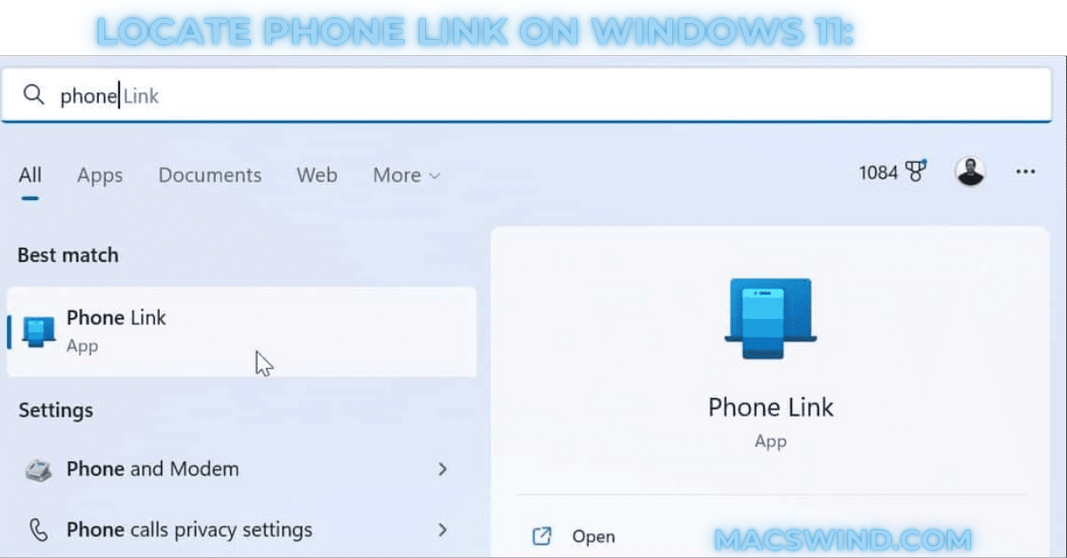 Locate Phone Link on Windows 11: