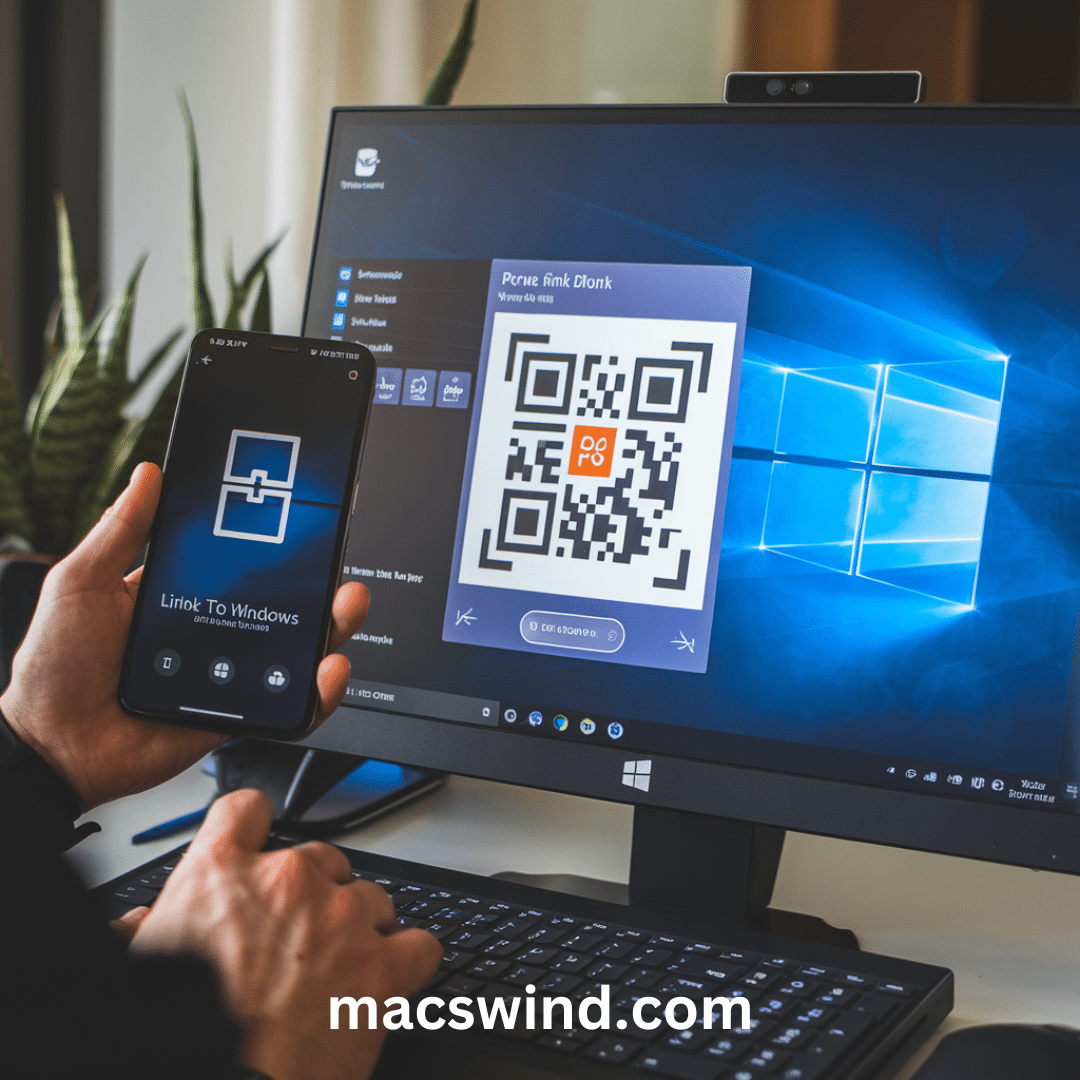 When prompted, scan the displayed QR code using the Link to Windows app on