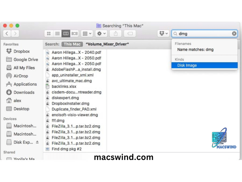 Using Finder Search