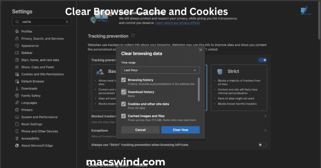 Clear Browser Cache and Cookies