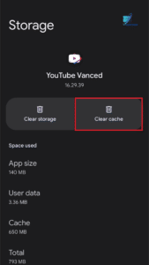 Clear Cache for YouTube Vanced