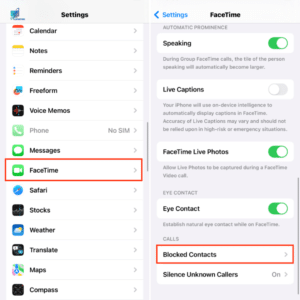 Find Blocked Numbers in FaceTime