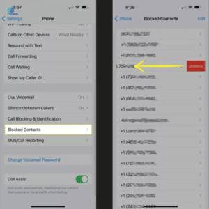 Unblocking Numbers on iPhone