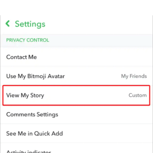 Navigate to Story Privacy Settings