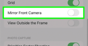 Toggle Off Mirror Front Camera